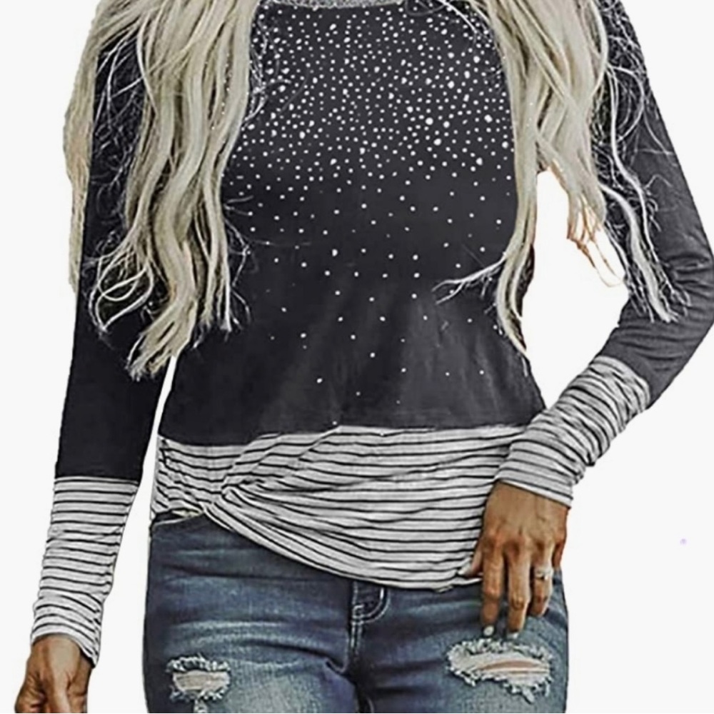 14 Diukia | Womens Fashion Color Block | Long-sleeve Top | Tunic